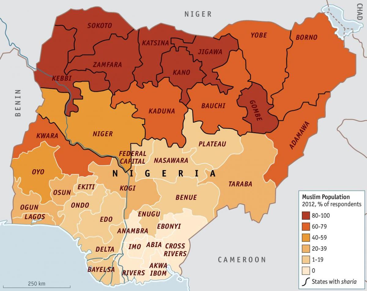 地図のナイジェリアの宗教