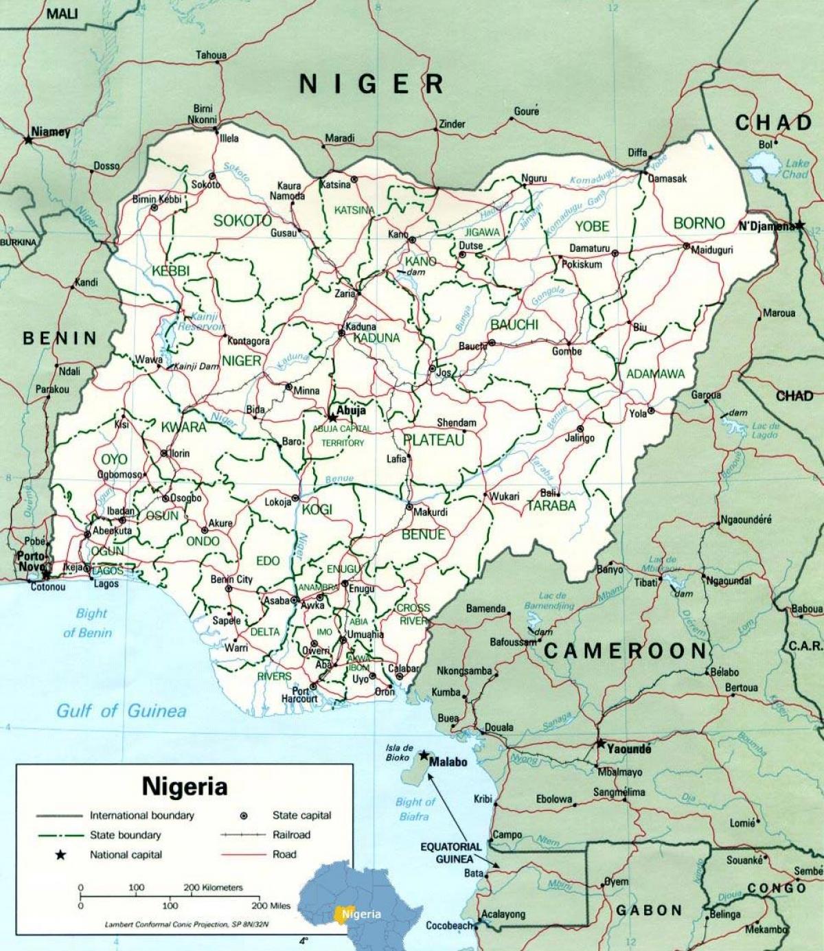 ラゴスナイジェリアアフリカの地図