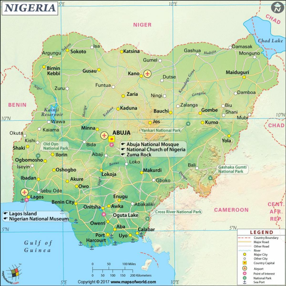 写真のナイジェリアの地図