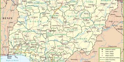 地図ナイジェリアを示す主要道路