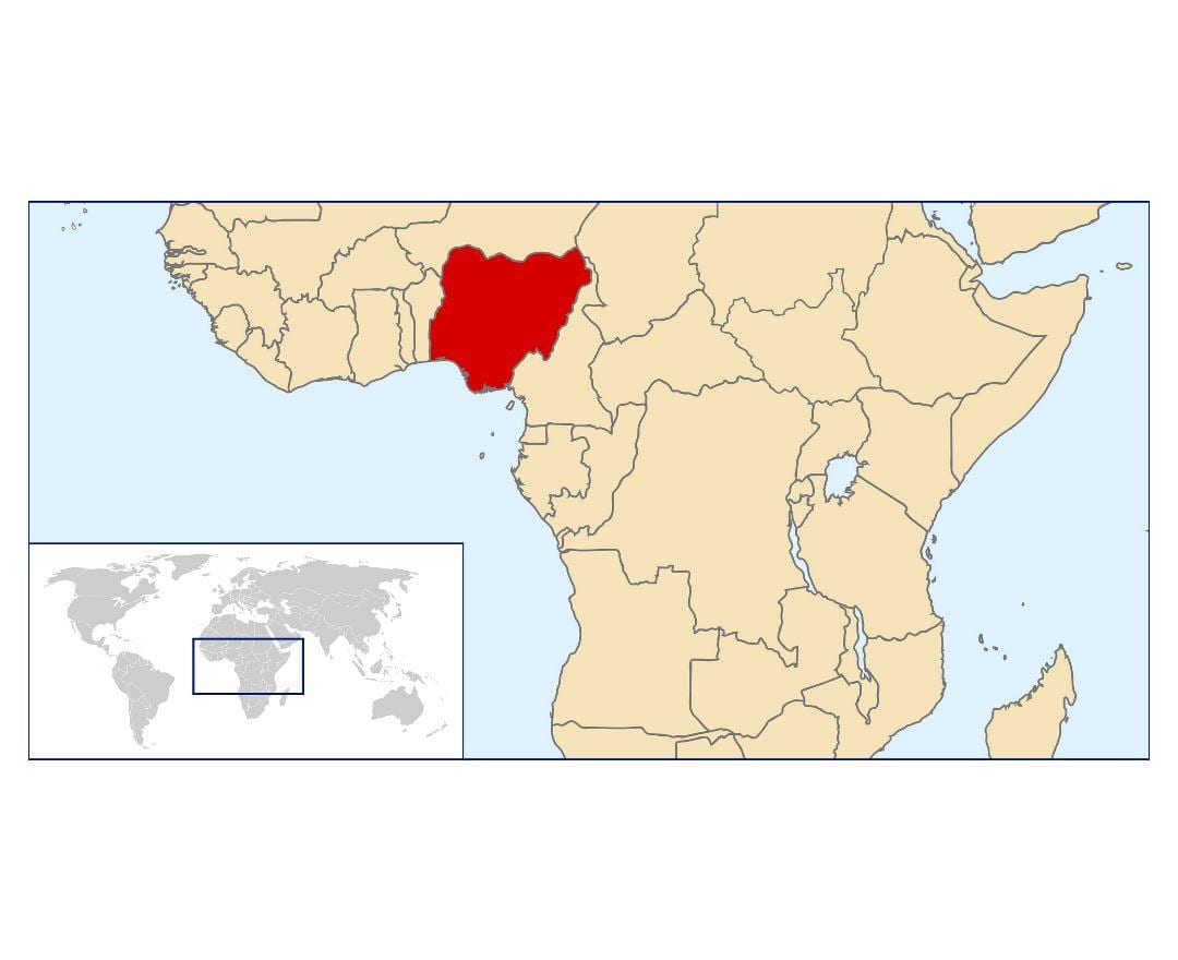 ナイジェリアの場所が世界の地図