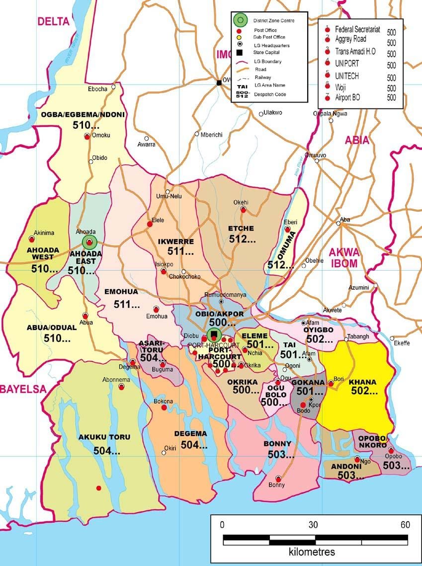 地図の河川の状態をナイジェリア