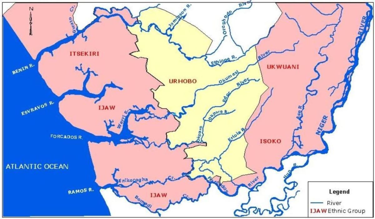 地図ナイジェリアを示す主要河川
