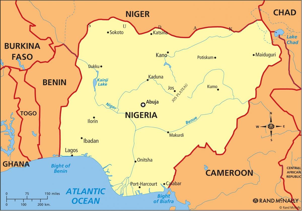 地図ナイジェリアを示すニジェール川とbenue