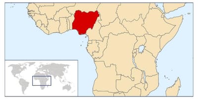 ナイジェリアの場所が世界の地図