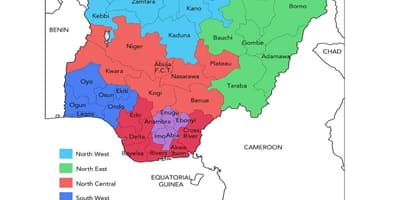 地図ナイジェリアを示す地政学的ゾーン