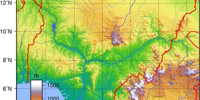 地図のナイジェリアの地形