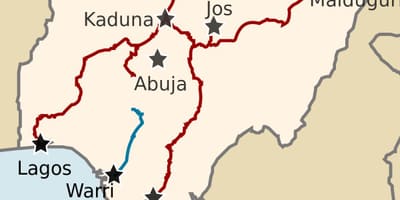 地図ナイジェリアを示す線