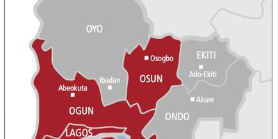 西ナイジェリアの地図
