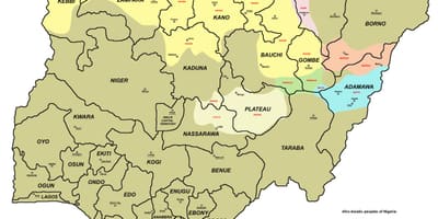 地図のナイジェリアの36の国