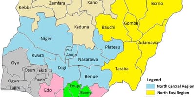地図ナイジェリアの地政学的ゾーン