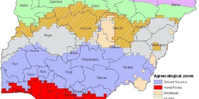 地図ナイジェリアの生態系ゾーン