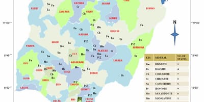 ナイジェリアの天然資源の地図