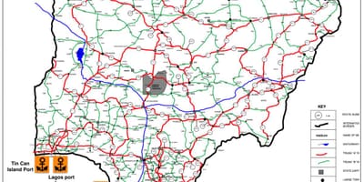 地図ナイジェリアを示す道路ネットワーク